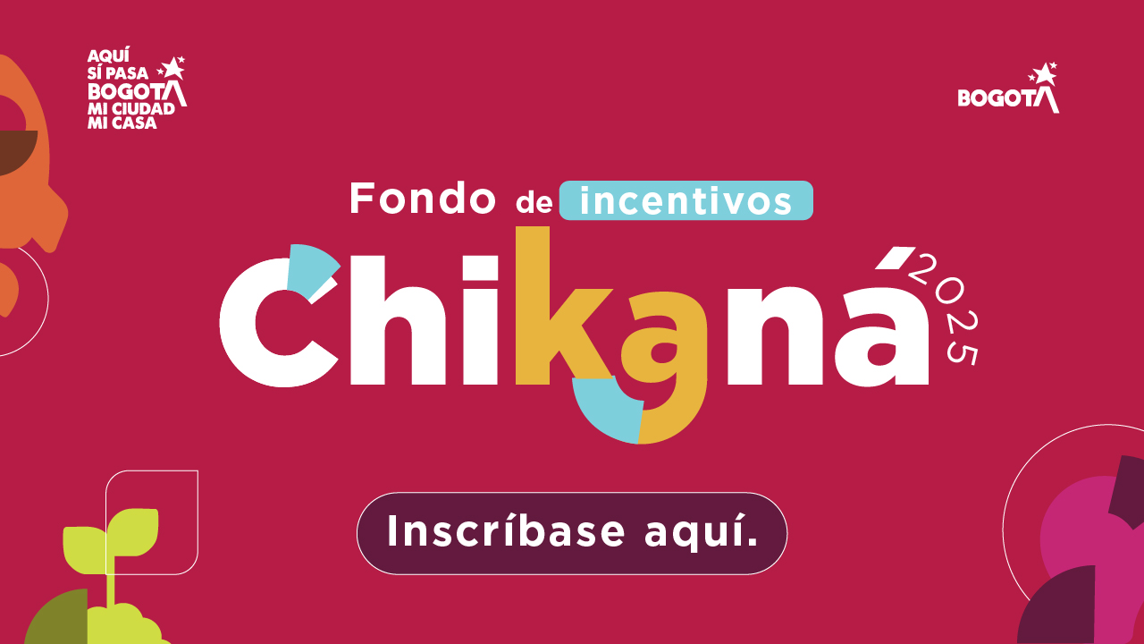 Banner promocional del Fondo de Incentivos Chikaná 2025 del IDPAC, con botón de inscripción y fondo rojo