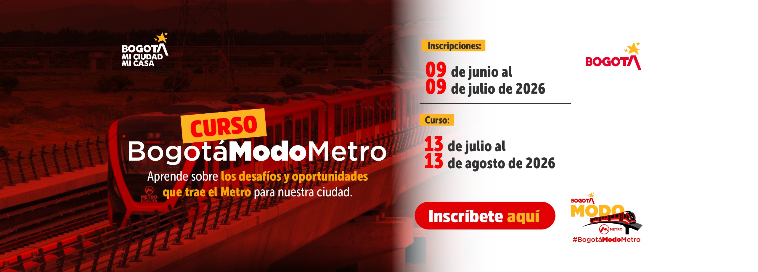 Ciudadanos participan en el curso virtual Bogotá Modo Metro 2026, aprendiendo sobre la historia, diseño, normativa y beneficios de la Primera Línea del Metro de Bogotá.