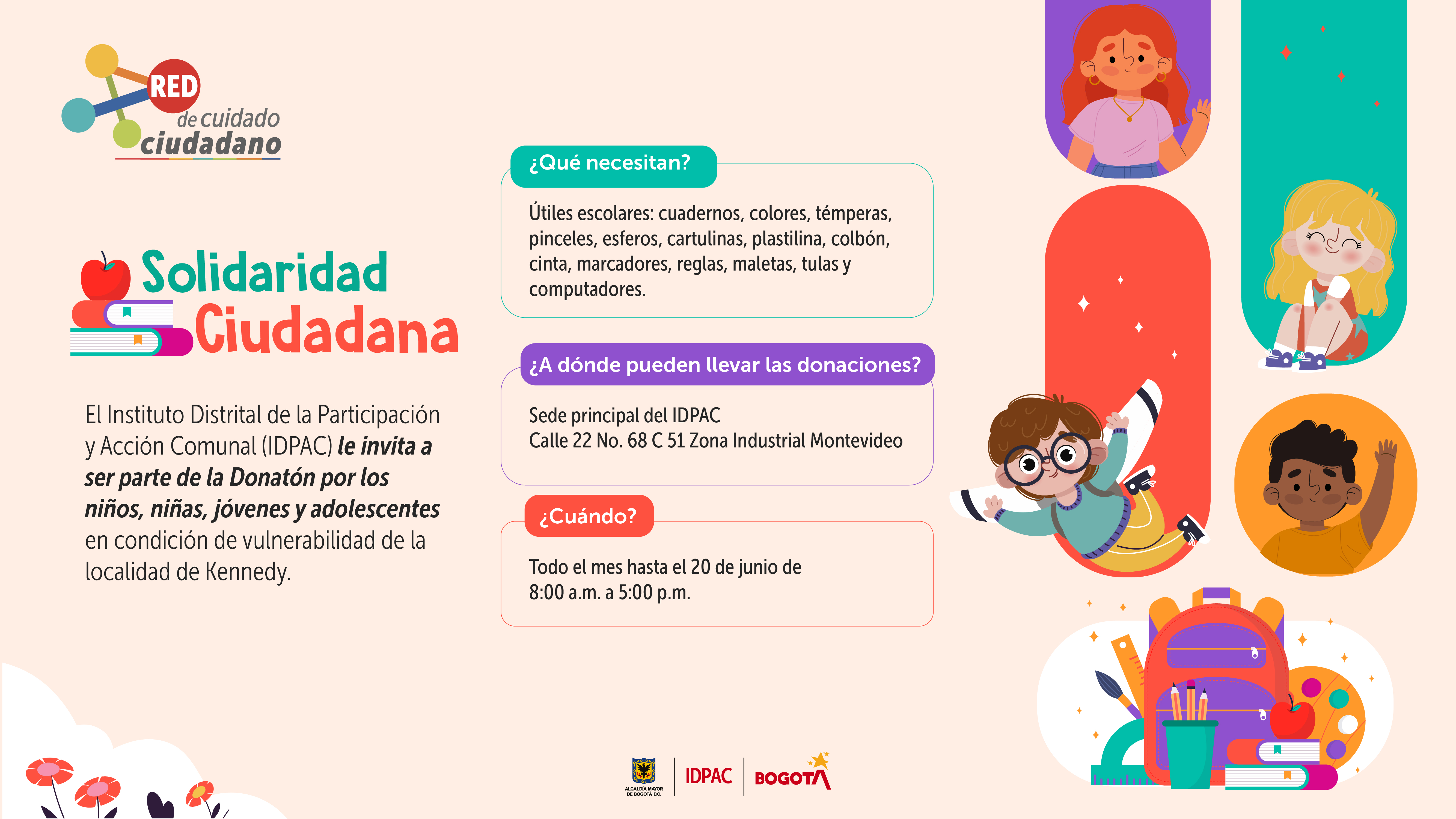 Donatón de útiles escolares para los niños, niñas, jóvenes y adolescentes del barrio Patio Bonito 