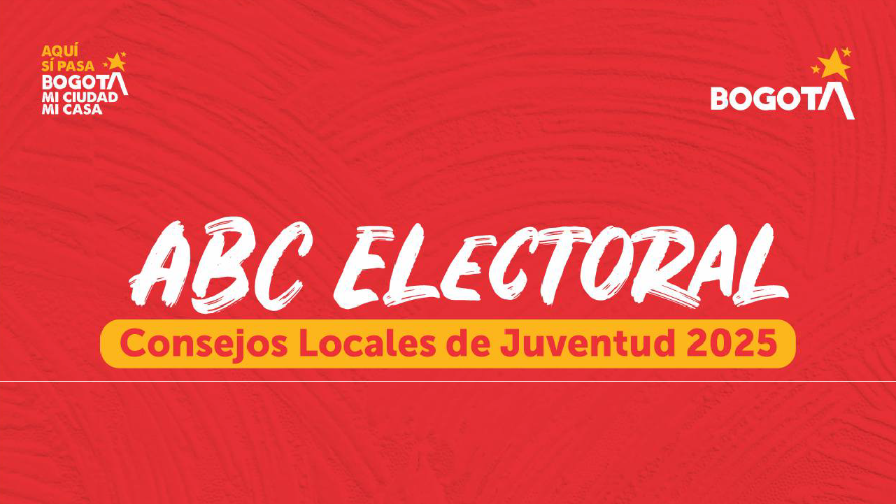 Portada del ABC Electoral Consejos Locales de Juventud 2025, fondo rojo con logos de Bogotá y el IDPAC.