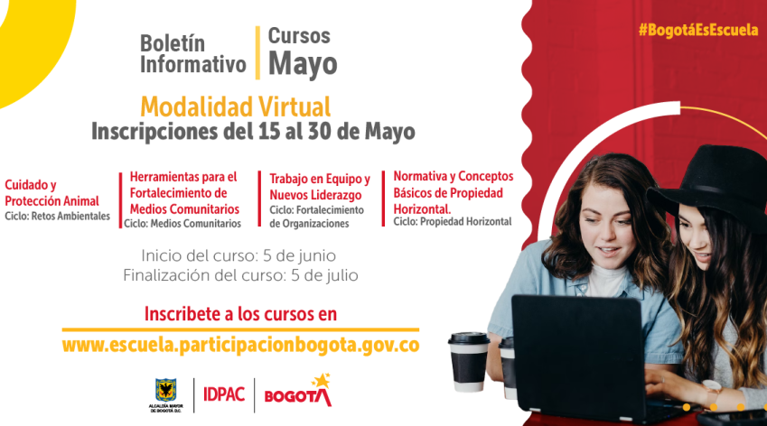 Escuela de Participación del  IDPAC: convocatoria abierta para inscripciones de cuatro cursos a partir del 15 de mayo