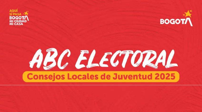 Portada del ABC Electoral Consejos Locales de Juventud 2025, fondo rojo con logos de Bogotá y el IDPAC.